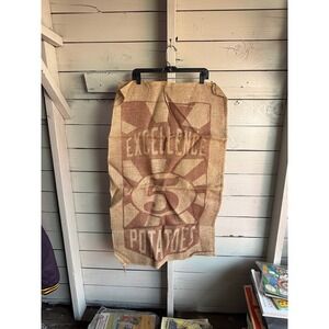 Vintage Excellence 5 Potatoes Burlap Sack Jute Feed Bag Farmhouse Decor Rustic
